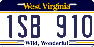 WV license plate 1SB910