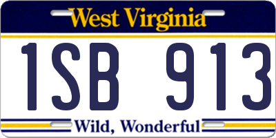 WV license plate 1SB913