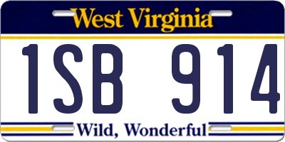 WV license plate 1SB914