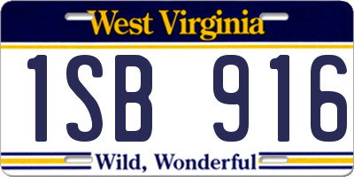 WV license plate 1SB916