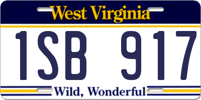 WV license plate 1SB917