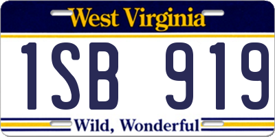 WV license plate 1SB919