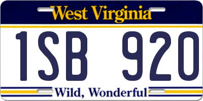 WV license plate 1SB920