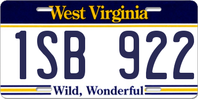WV license plate 1SB922
