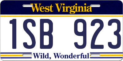 WV license plate 1SB923