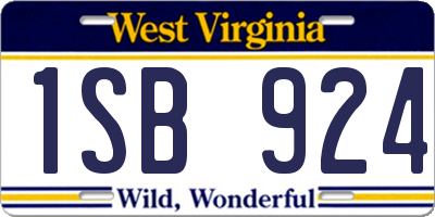 WV license plate 1SB924