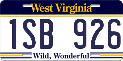 WV license plate 1SB926