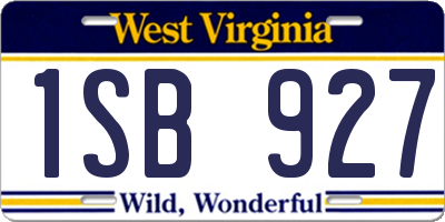 WV license plate 1SB927