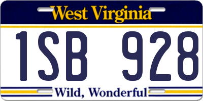 WV license plate 1SB928