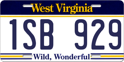 WV license plate 1SB929