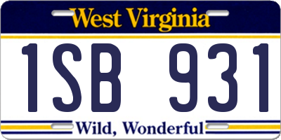 WV license plate 1SB931