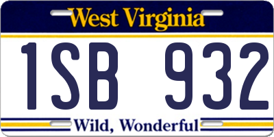 WV license plate 1SB932