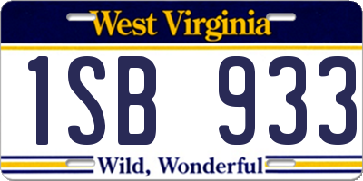 WV license plate 1SB933