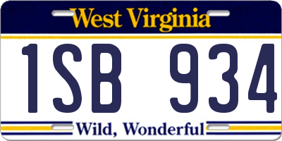 WV license plate 1SB934
