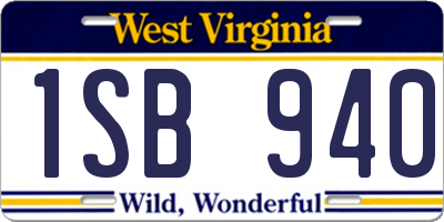 WV license plate 1SB940