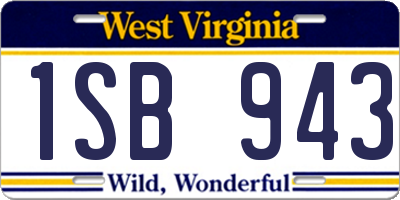 WV license plate 1SB943