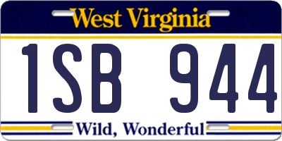 WV license plate 1SB944