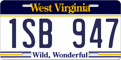 WV license plate 1SB947