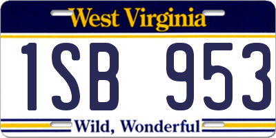 WV license plate 1SB953