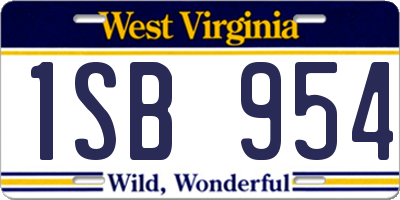 WV license plate 1SB954