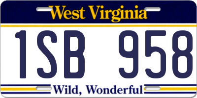 WV license plate 1SB958
