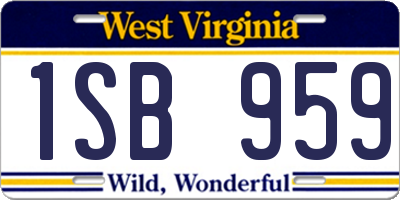 WV license plate 1SB959