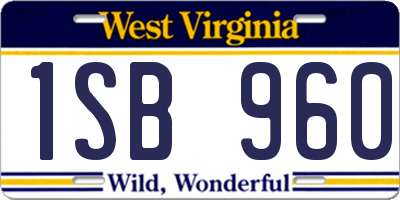 WV license plate 1SB960