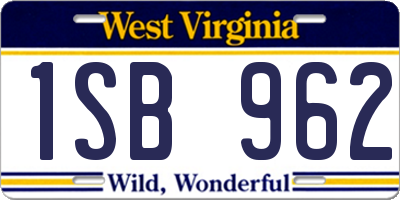 WV license plate 1SB962