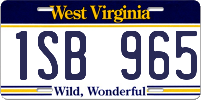 WV license plate 1SB965
