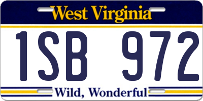 WV license plate 1SB972