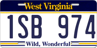 WV license plate 1SB974
