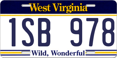 WV license plate 1SB978