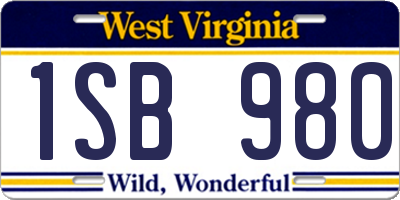 WV license plate 1SB980