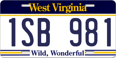 WV license plate 1SB981