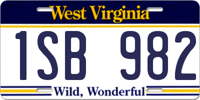WV license plate 1SB982