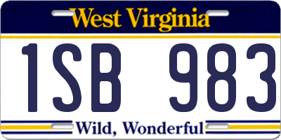 WV license plate 1SB983