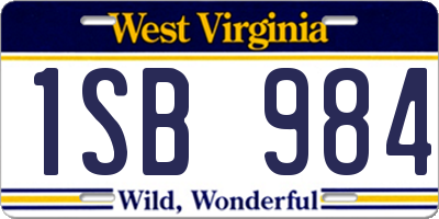 WV license plate 1SB984