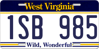 WV license plate 1SB985