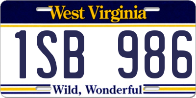 WV license plate 1SB986