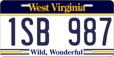WV license plate 1SB987
