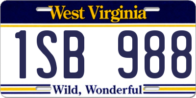 WV license plate 1SB988