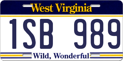 WV license plate 1SB989