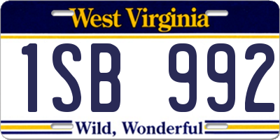 WV license plate 1SB992