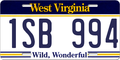 WV license plate 1SB994
