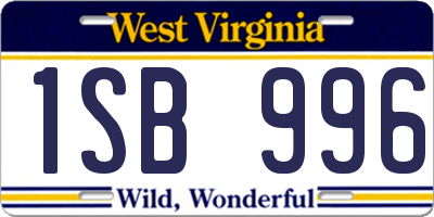 WV license plate 1SB996