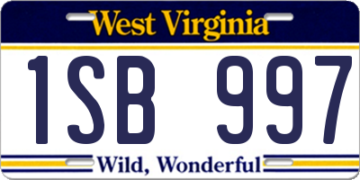 WV license plate 1SB997