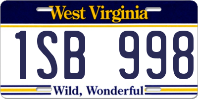 WV license plate 1SB998