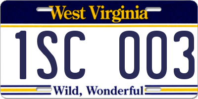 WV license plate 1SC003