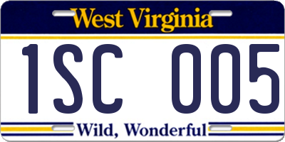 WV license plate 1SC005