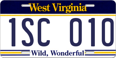 WV license plate 1SC010
